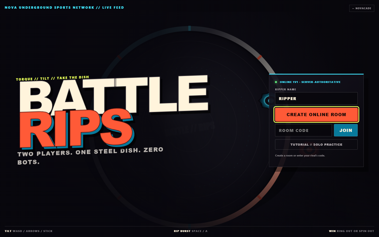 BattleRips cyan and orange spinning tops inside a steel battle dish